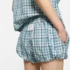 Gathered check shorts