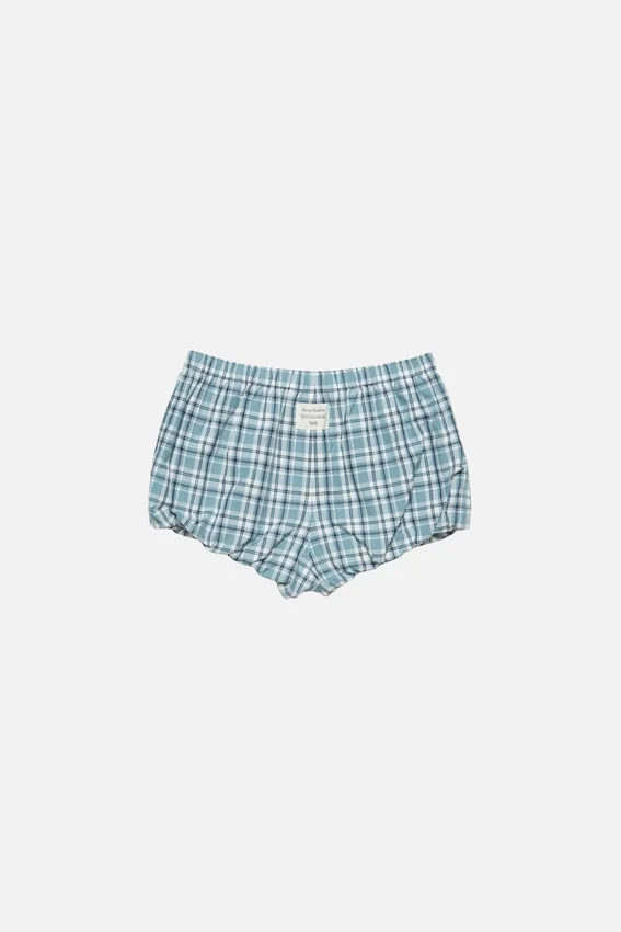 Gathered check shorts