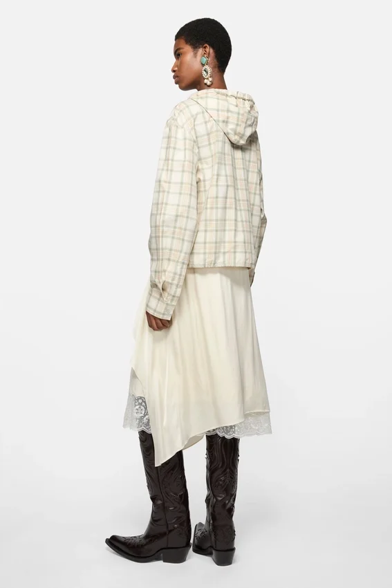 Hooded check jacket