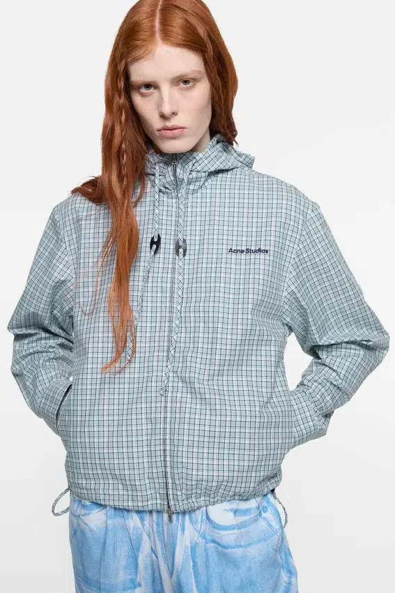 Hooded check jacket