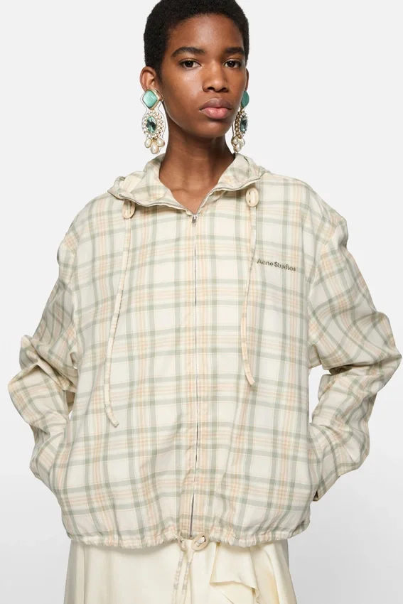 Hooded check jacket