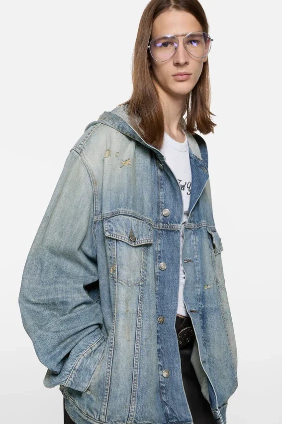 Hooded denim jacket