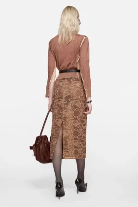 Lace midi skirt