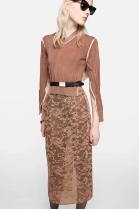 Lace midi skirt