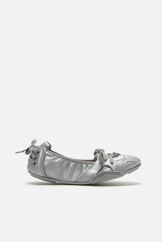 Lace-up satin shoes