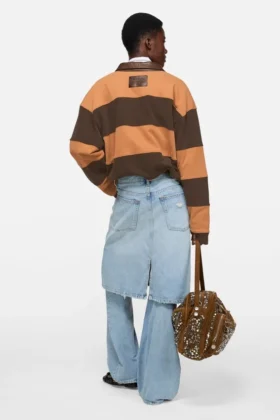 Layered denim trousers