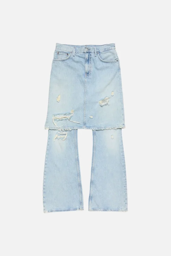 Layered denim trousers
