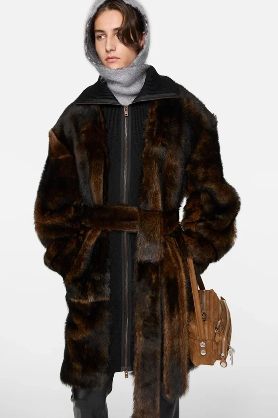 Layered fur jacket