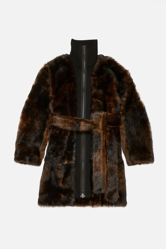Layered fur jacket