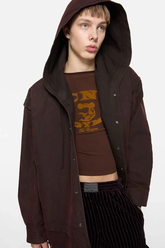 Layered hooded jacket