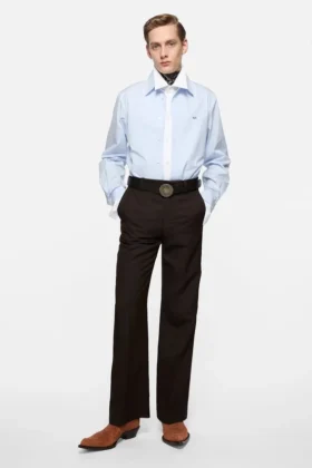 Layered poplin button-up shirt