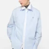 Layered poplin button-up shirt