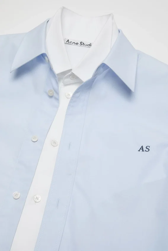 Layered poplin button-up shirt