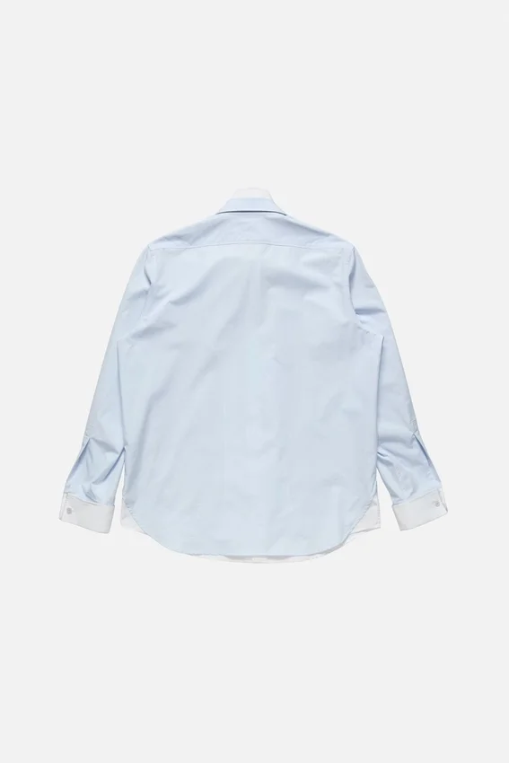 Layered poplin button-up shirt