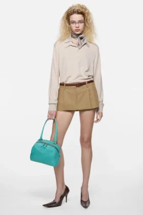 Layered satin miniskirt
