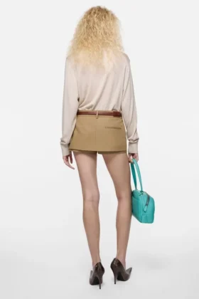 Layered satin miniskirt