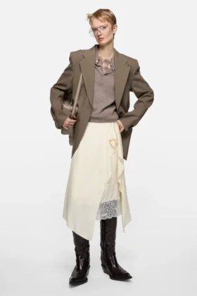 Layered satin skirt