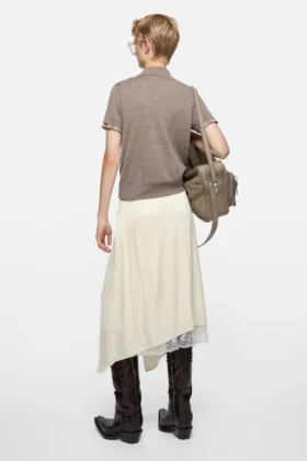 Layered satin skirt