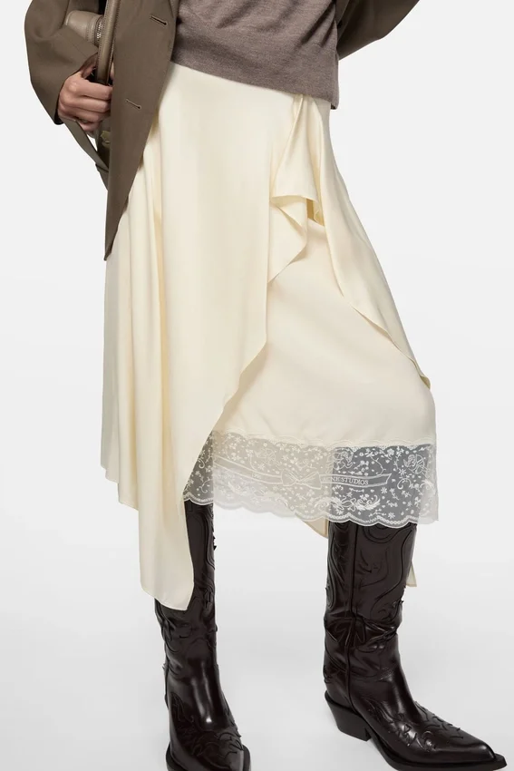 Layered satin skirt