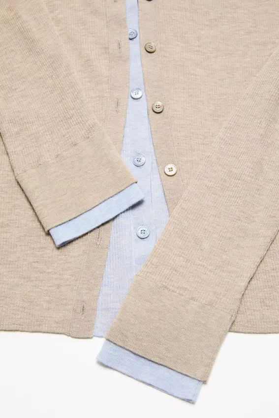 Layered silk-wool cardigan