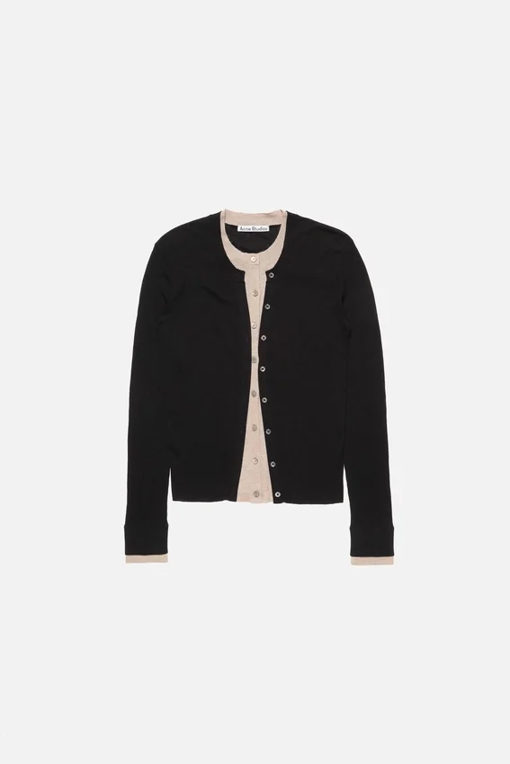 Layered silk-wool cardigan