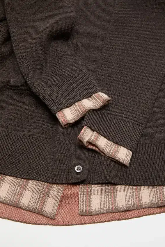 Layered wool cardigan