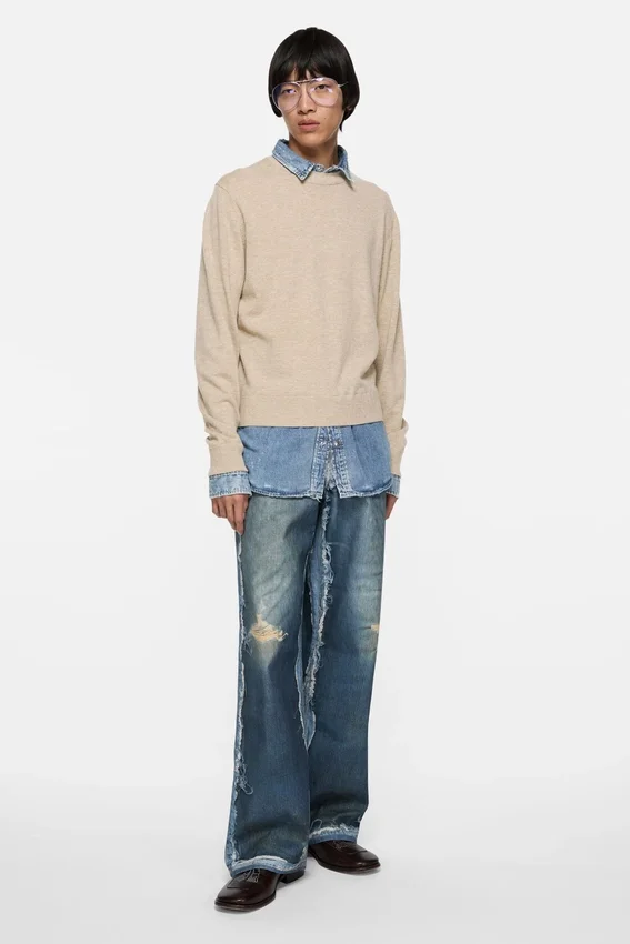 Layered wool sweater