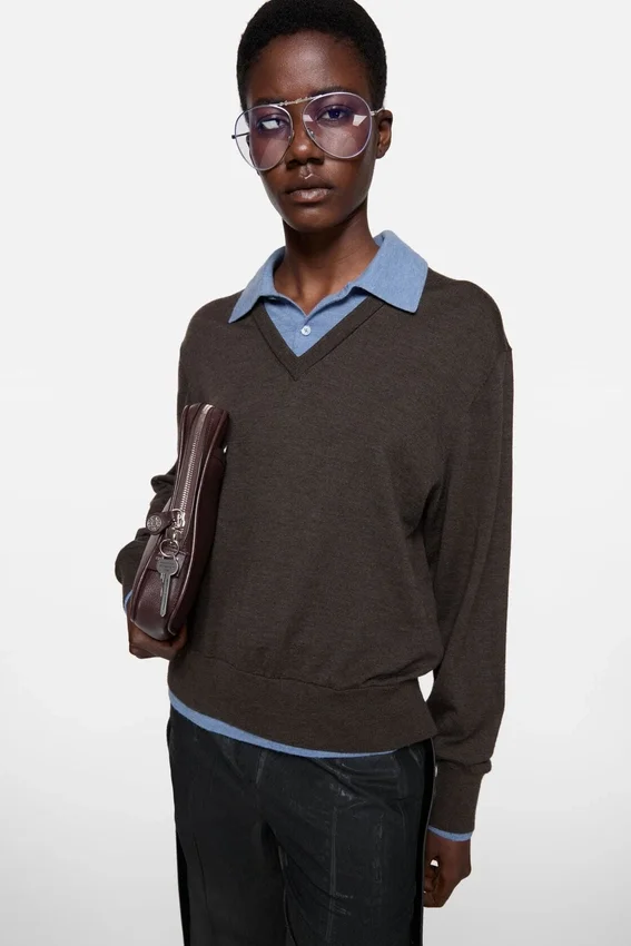 Layered wool sweater