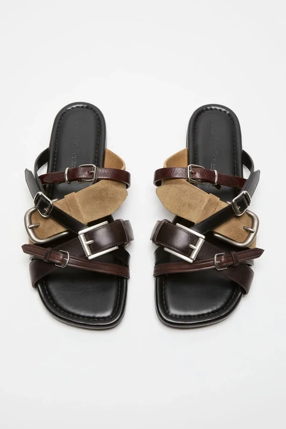 Leather belts strap sandals