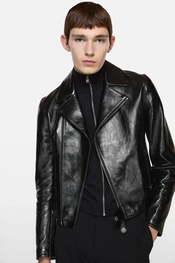 Leather biker jacket