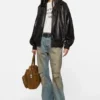 Leather blouson