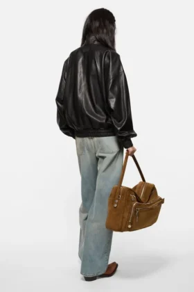 Leather blouson