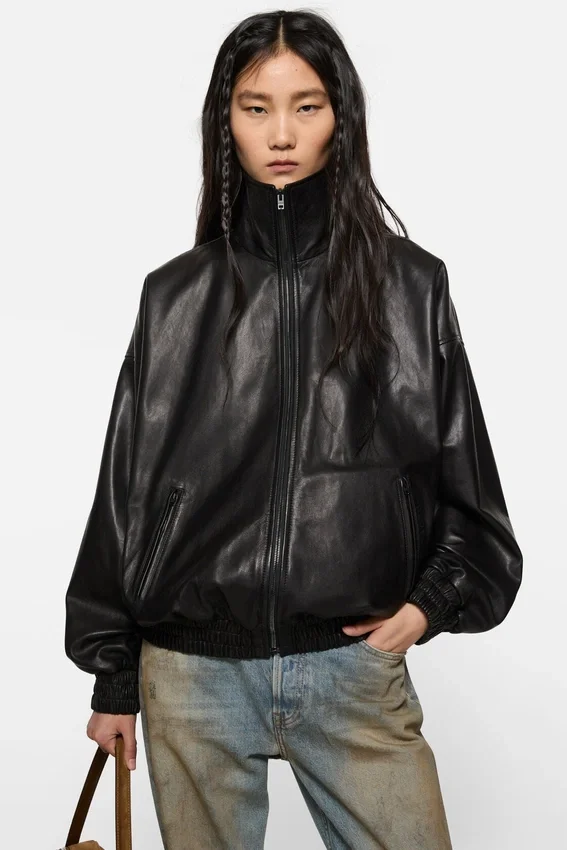 Leather blouson