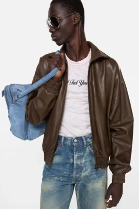 Leather blouson