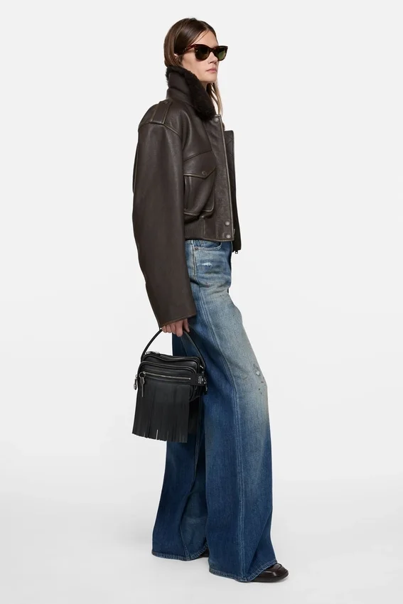 Leather bomber jacket