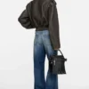 Leather bomber jacket