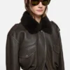Leather bomber jacket