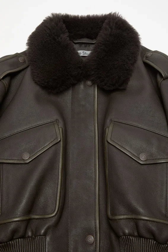 Leather bomber jacket