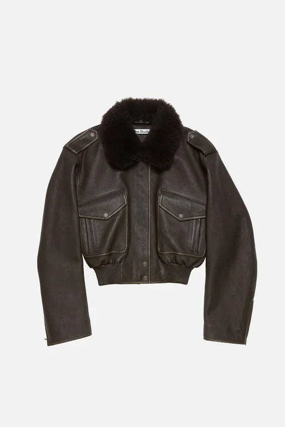 Leather bomber jacket