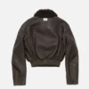 Leather bomber jacket