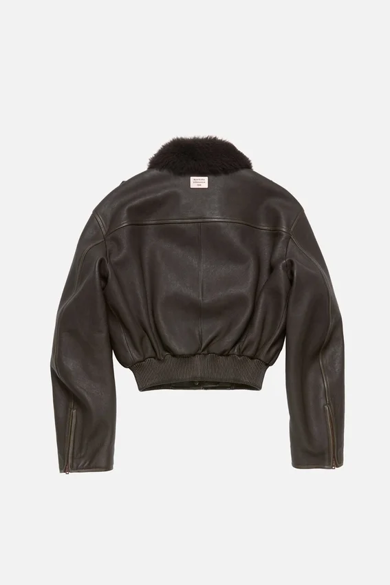 Leather bomber jacket