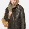 Leather shearling jacket