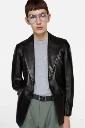 Leather suit jacket