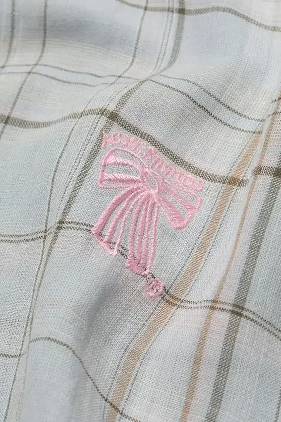 Linen check button-up shirt