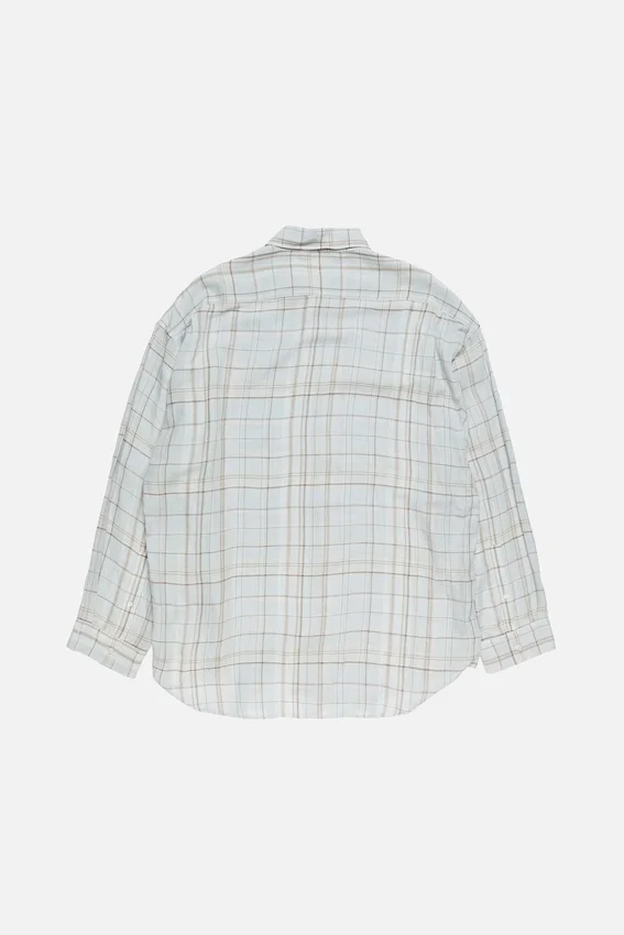 Linen check button-up shirt