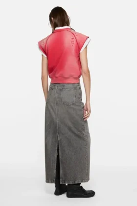 Long denim skirt
