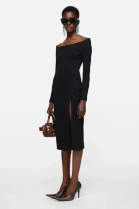 Long-sleeve midi dress