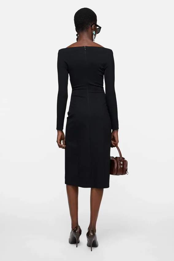 Long-sleeve midi dress