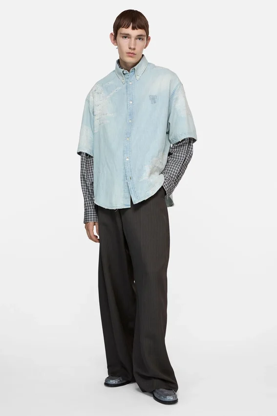 Mended denim shirt