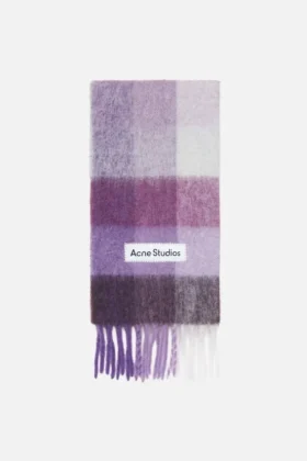 Mohair checked scarf